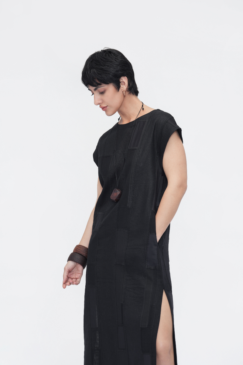 Dalha Dress patchwork by Turn Black in black color for women Worldwide