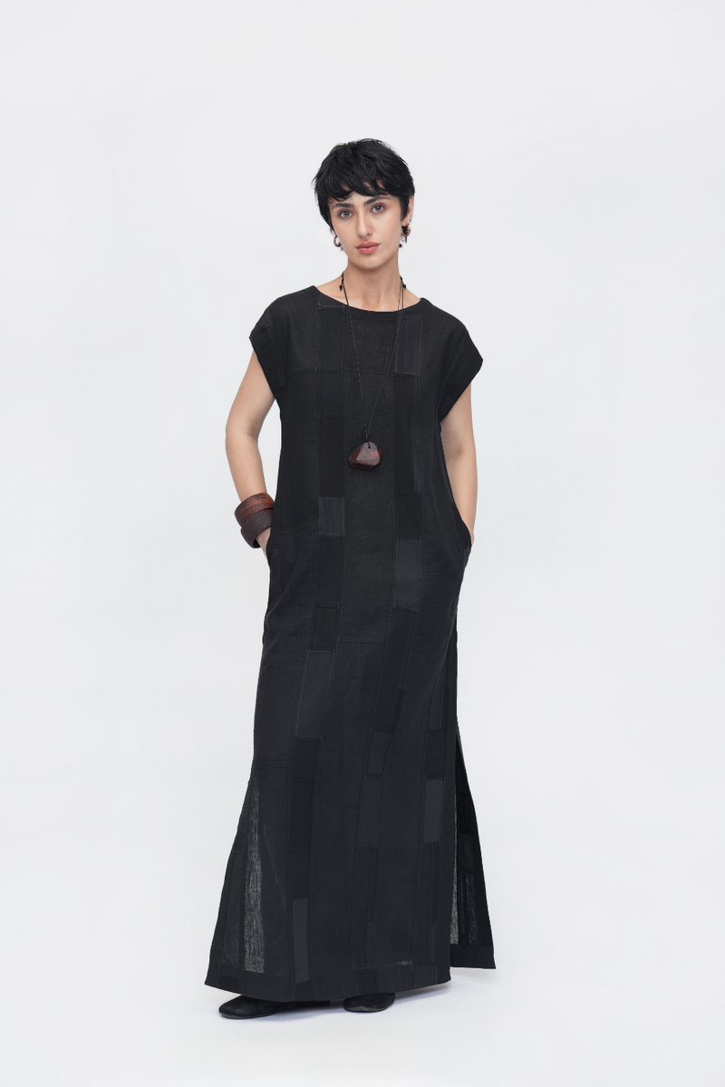 Dalha Dress patchwork by Turn Black in black color for women Worldwide