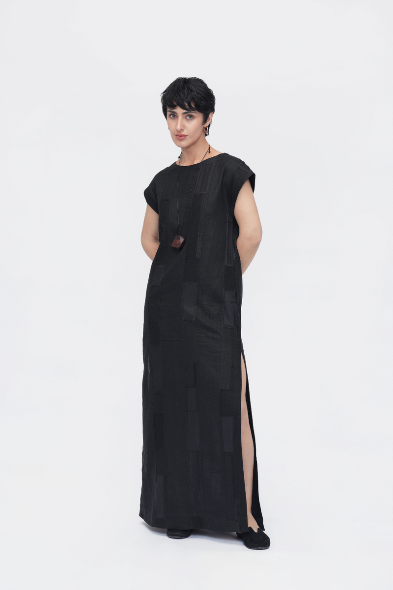 Dalha Dress patchwork by Turn Black in black color for women Worldwide