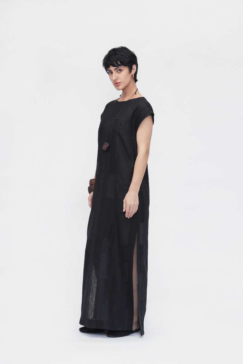 Dalha Dress patchwork by Turn Black in black color for women Worldwide