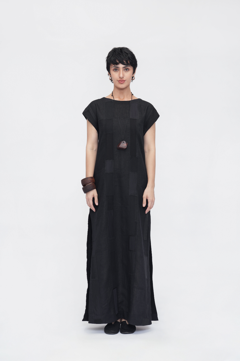 Dalha Dress patchwork by Turn Black in black color for women Worldwide