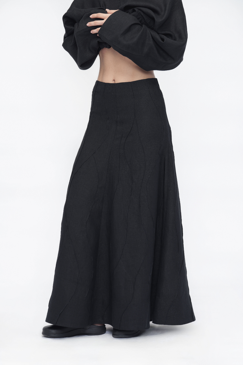 Sangmo Skirt linen by Turn Black in black color for women Worldwide