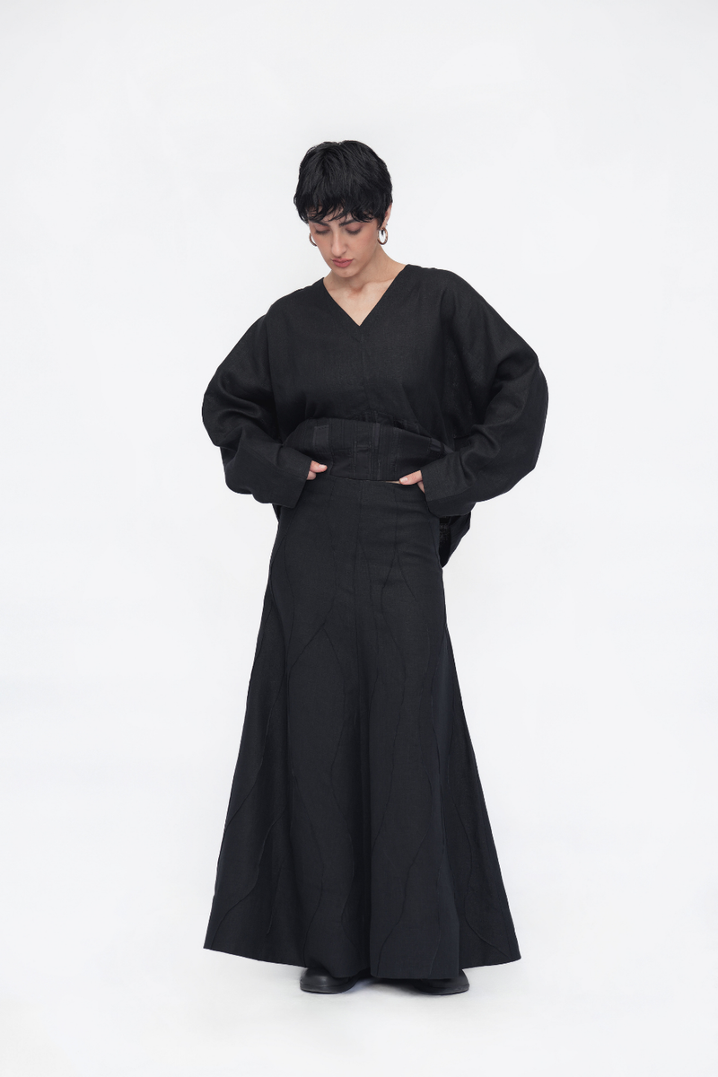 Sangmo Skirt linen by Turn Black in black color for women Worldwide
