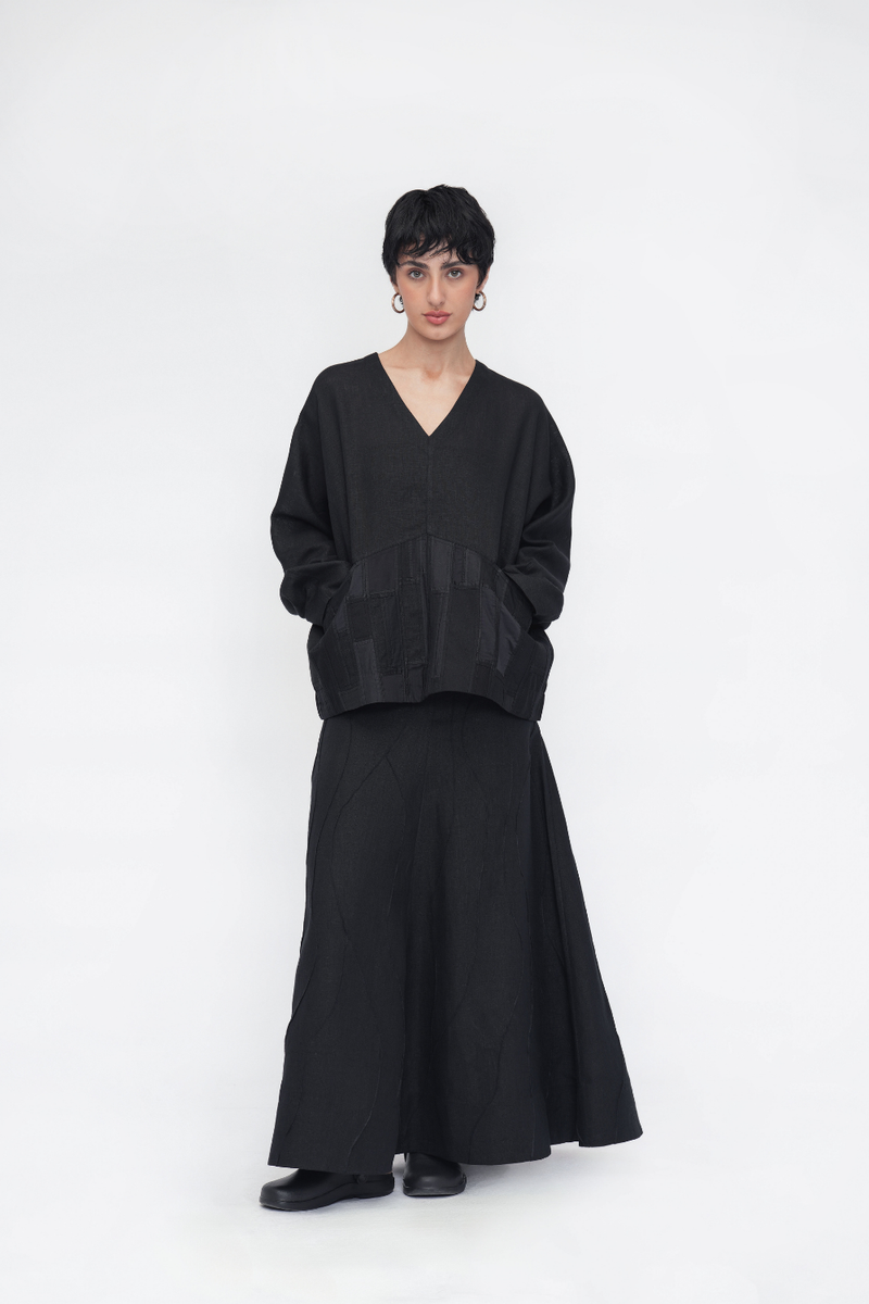 Sangmo Skirt linen by Turn Black in black color for women Worldwide