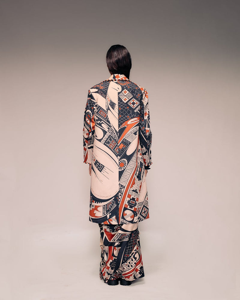 Rust Print Overcoat cotton by Kritika Murarka in rust color for women Worldwide