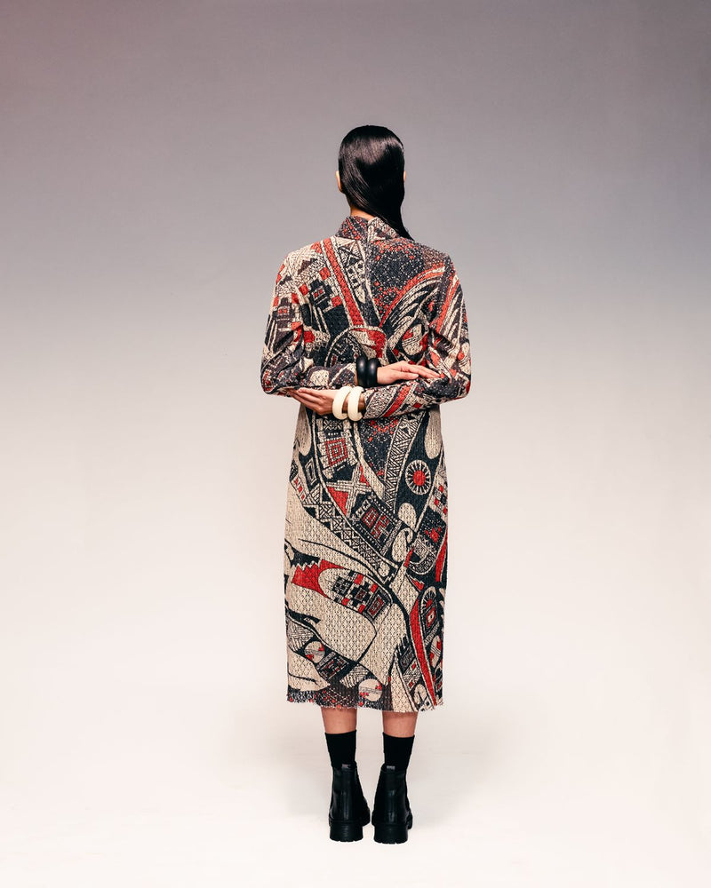 Rust Print Cotton Net Midi + Inner cotton by Kritika Murarka in rust color for women Worldwide