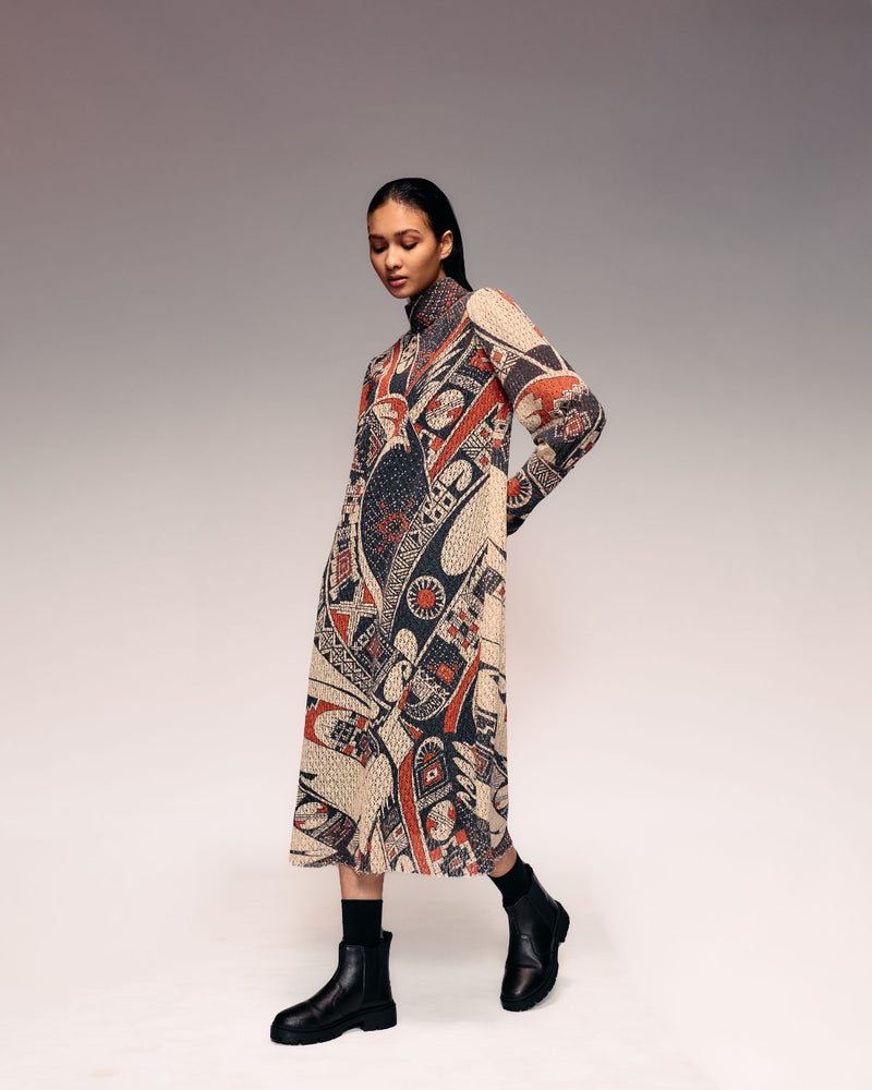 Rust Print Cotton Net Midi + Inner cotton by Kritika Murarka in rust color for women Worldwide
