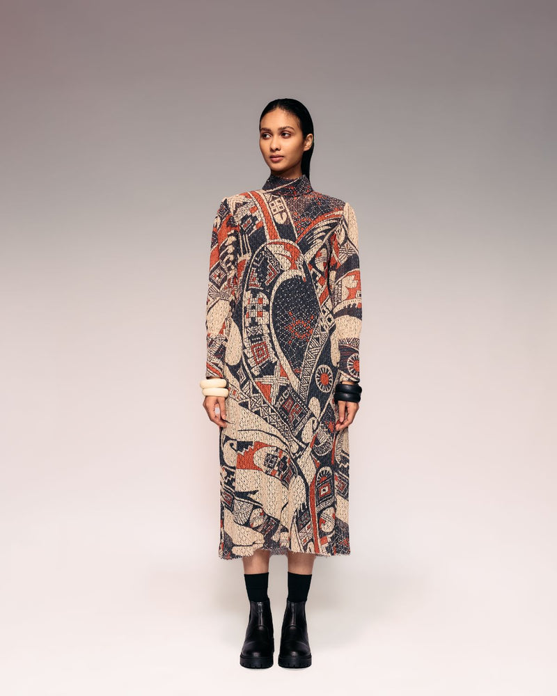 Rust Print Cotton Net Midi + Inner cotton by Kritika Murarka in rust color for women Worldwide