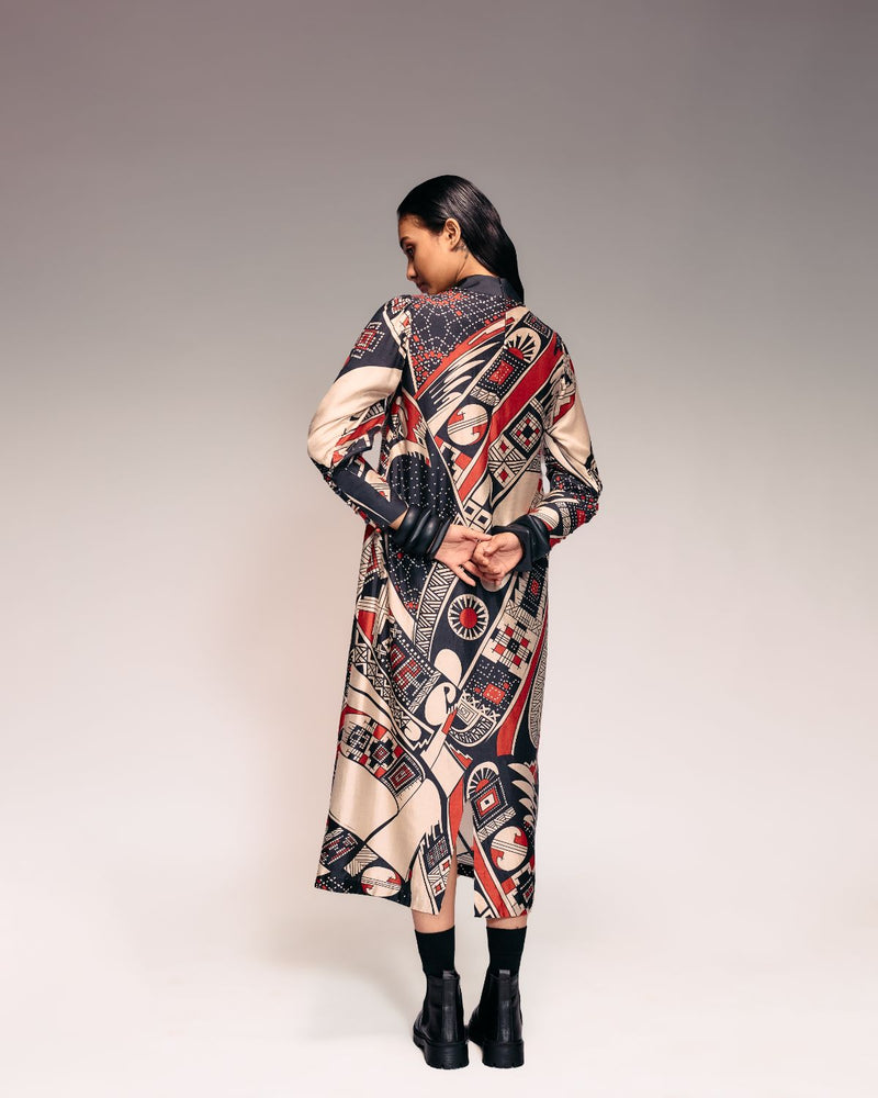 Rust Print Silk Midi silk by Kritika Murarka in rust color for women Worldwide