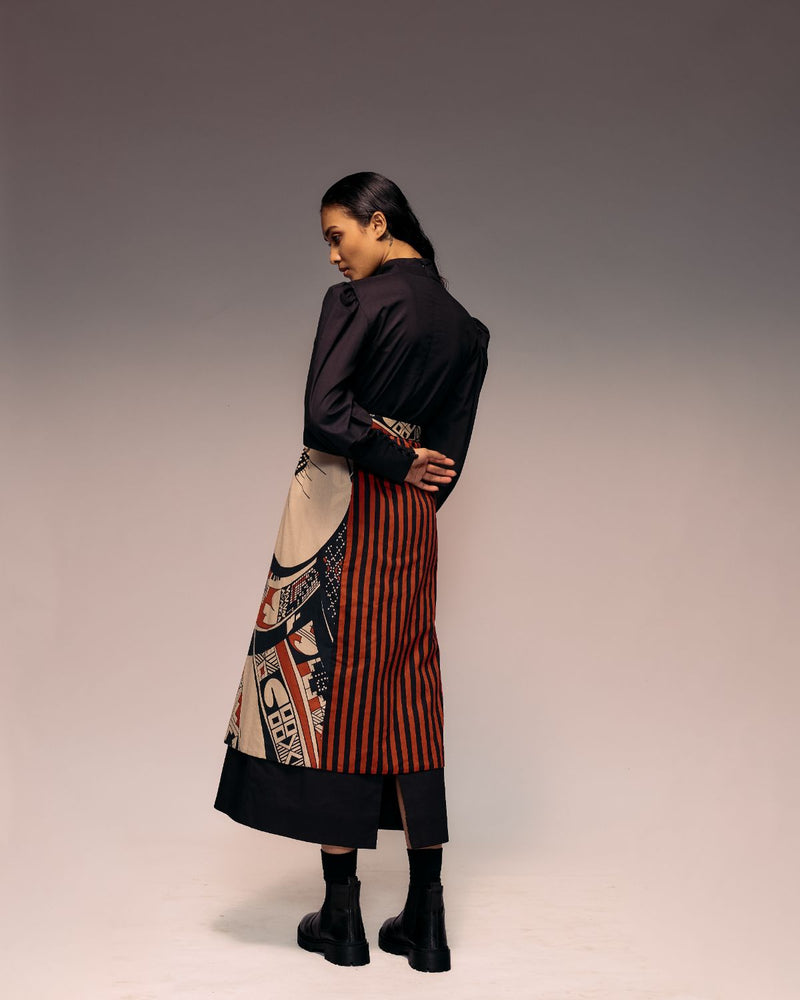 Rust Print Flap Reversible Skirt cotton by Kritika Murarka in rust color for women Worldwide