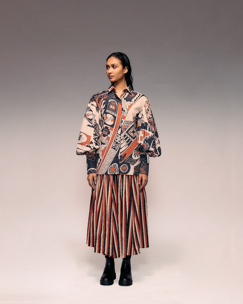 Rust print Poplin Shirt cotton by Kritika Murarka in rust color for women Worldwide