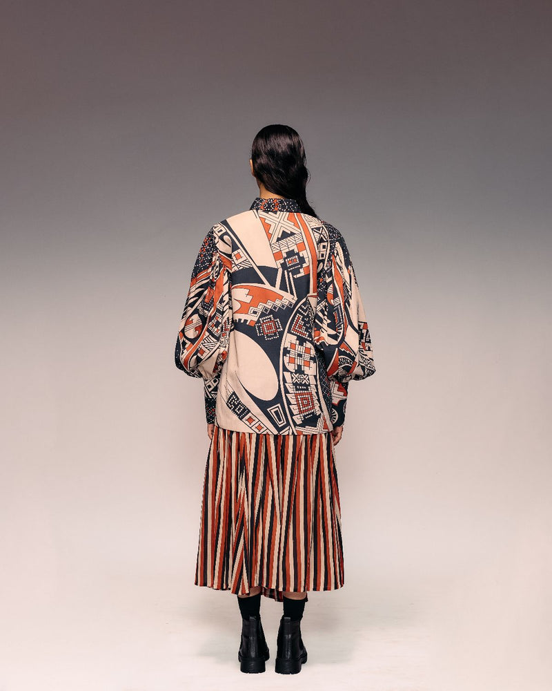 Rust print Poplin Shirt cotton by Kritika Murarka in rust color for women Worldwide