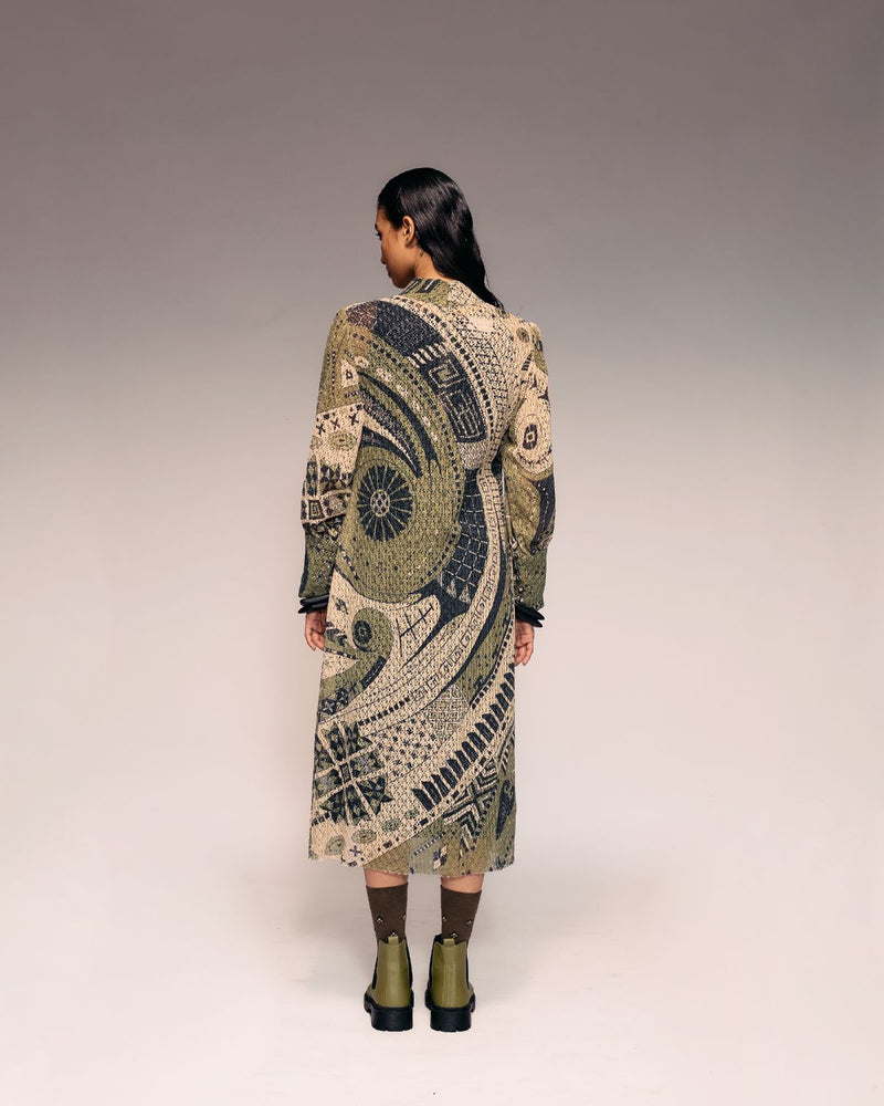 Olive Print Cotton Net Midi + Inner cotton by Kritika Murarka in olive color for women Worldwide