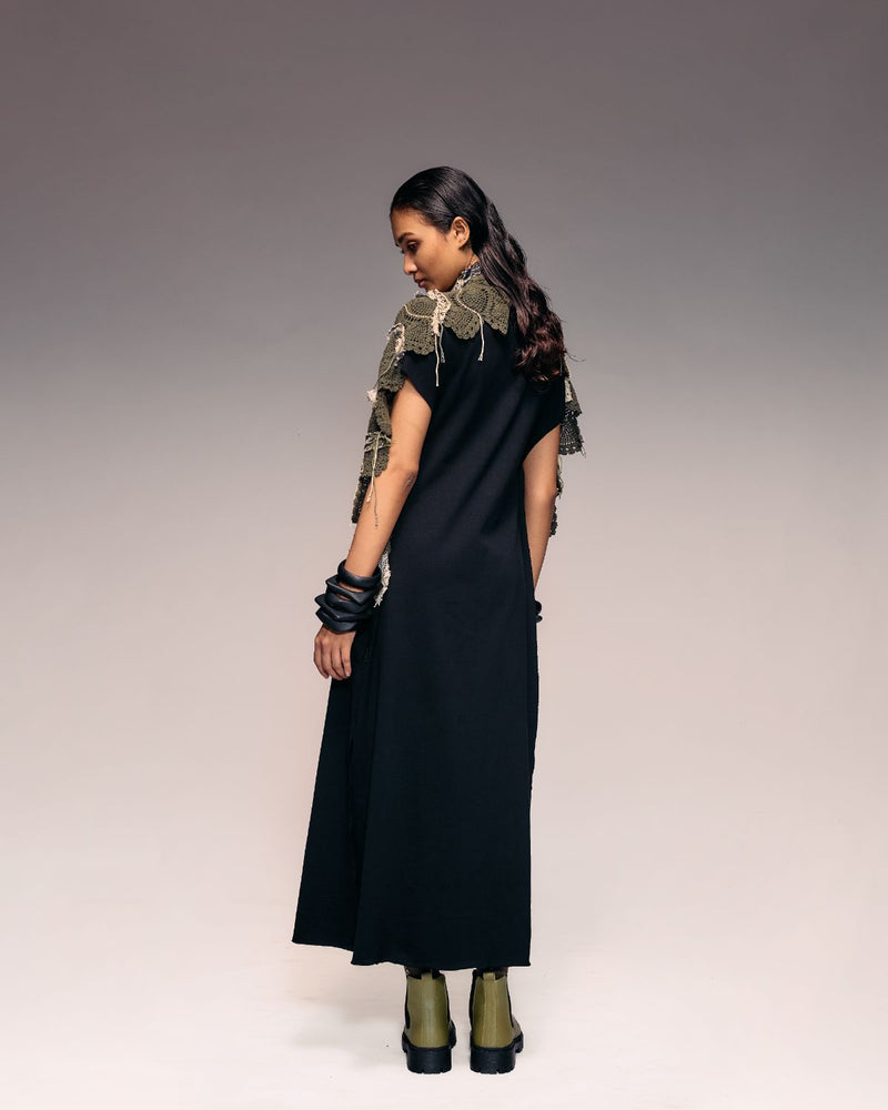 Olive Emb Crochet Cape cotton by Kritika Murarka in olive color for women Worldwide