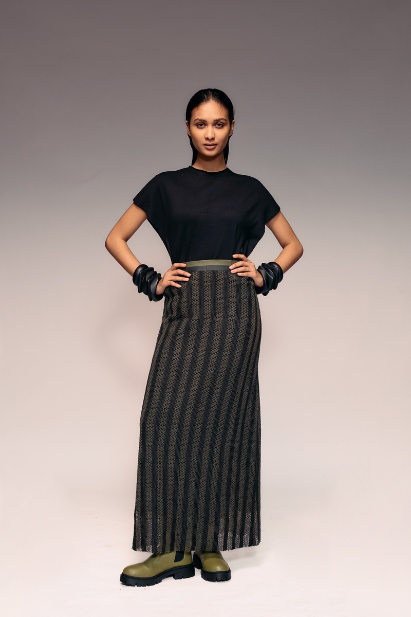 Olive Cotton net Skirt cotton by Kritika Murarka in black color for women Worldwide