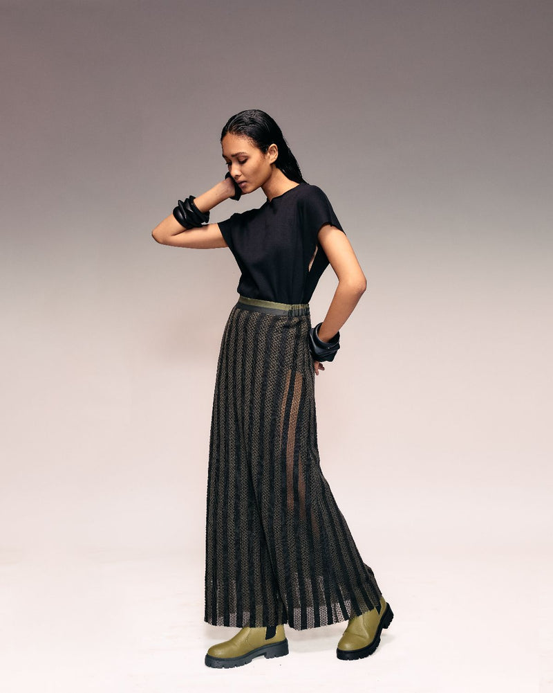Olive Cotton net Skirt cotton by Kritika Murarka in black color for women Worldwide