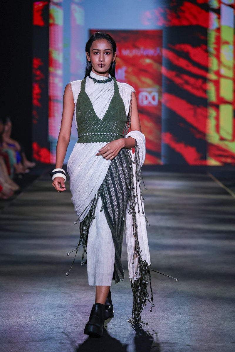 Olive cotton Net Flap Skirt cotton by Kritika Murarka in olive color for women Worldwide
