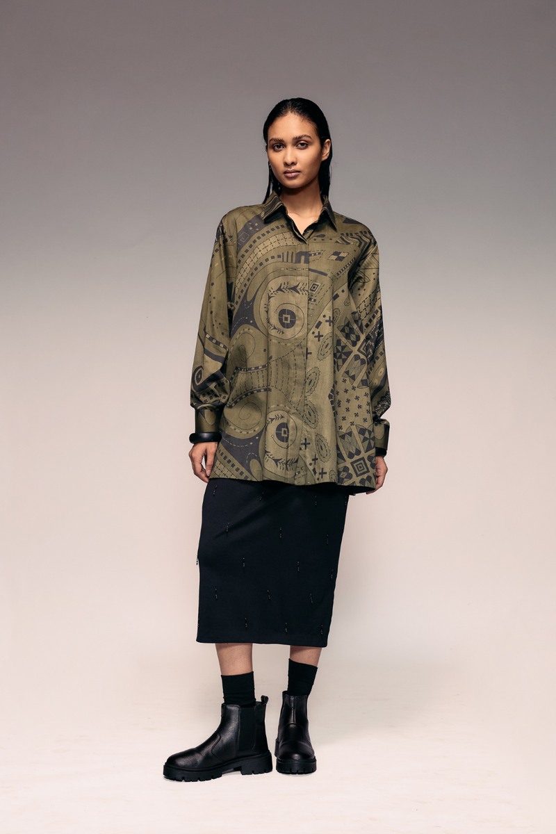 Black Knit Skirt cotton by Kritika Murarka in black color for women Worldwide