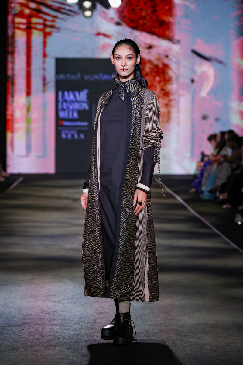 Black Cotton Midi Dress cotton by Kritika Murarka in black color for women Worldwide