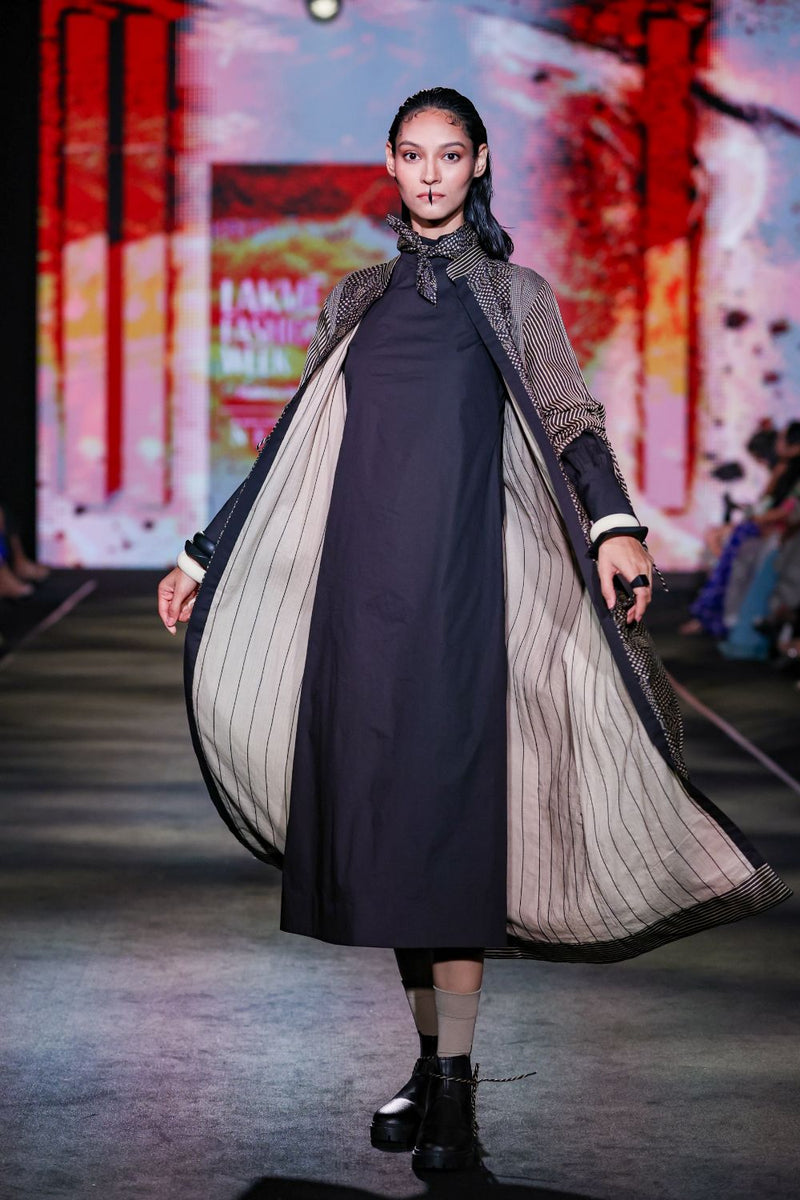 Black Cotton Midi Dress cotton by Kritika Murarka in black color for women Worldwide