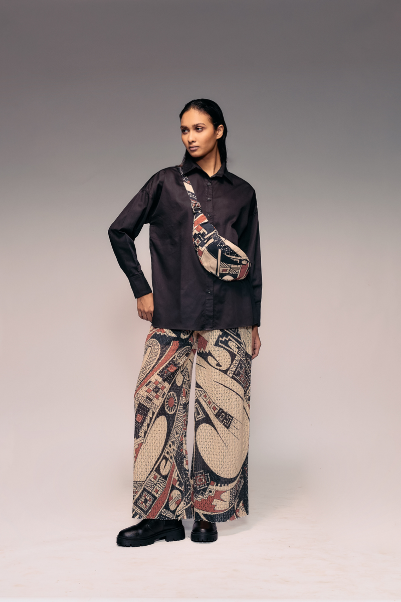 Rust Print Cotton Net Trouser cotton by Kritika Murarka in rust color for women Worldwide