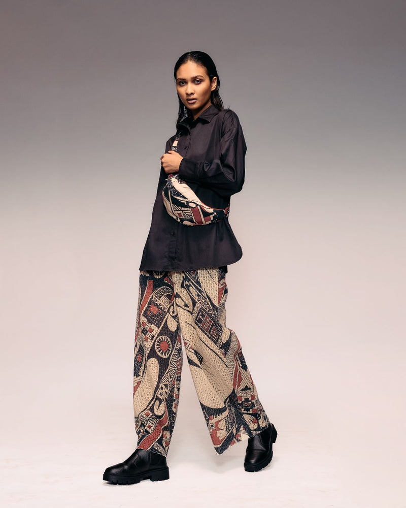 Rust Print Cotton Net Trouser cotton by Kritika Murarka in rust color for women Worldwide
