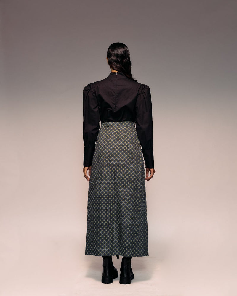 Olive Print Reversible Flap Skirt cotton by Kritika Murarka in olive color for women Worldwide