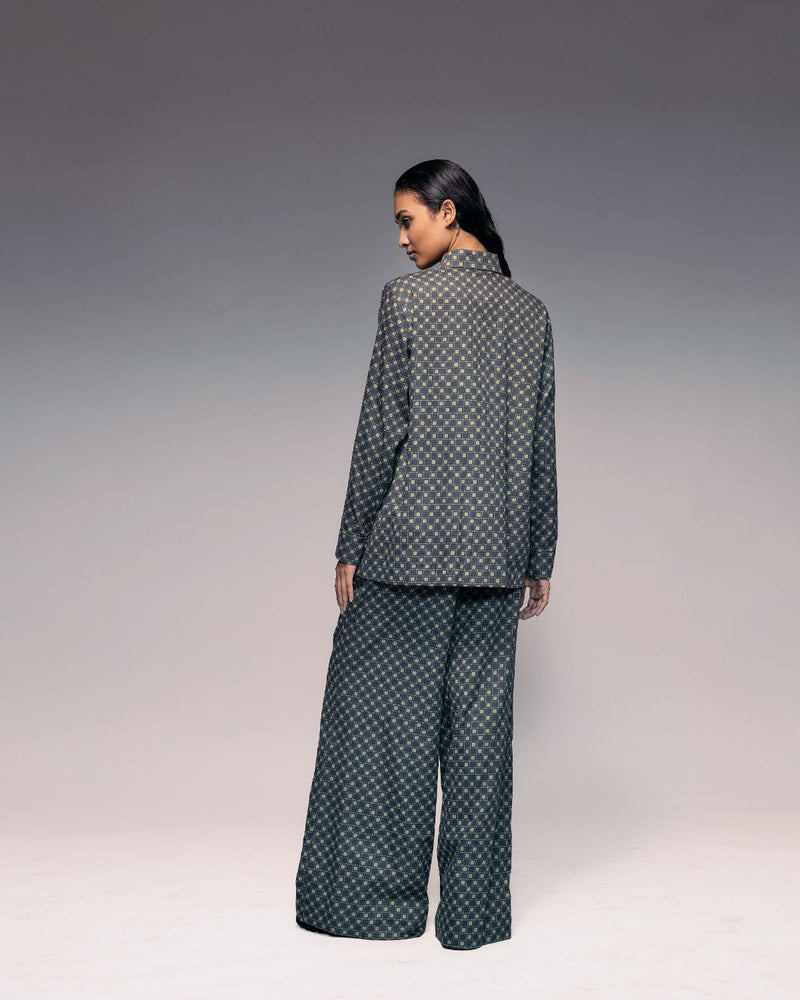 Olive Black Check Trouser cotton by Kritika Murarka in olive color for women Worldwide