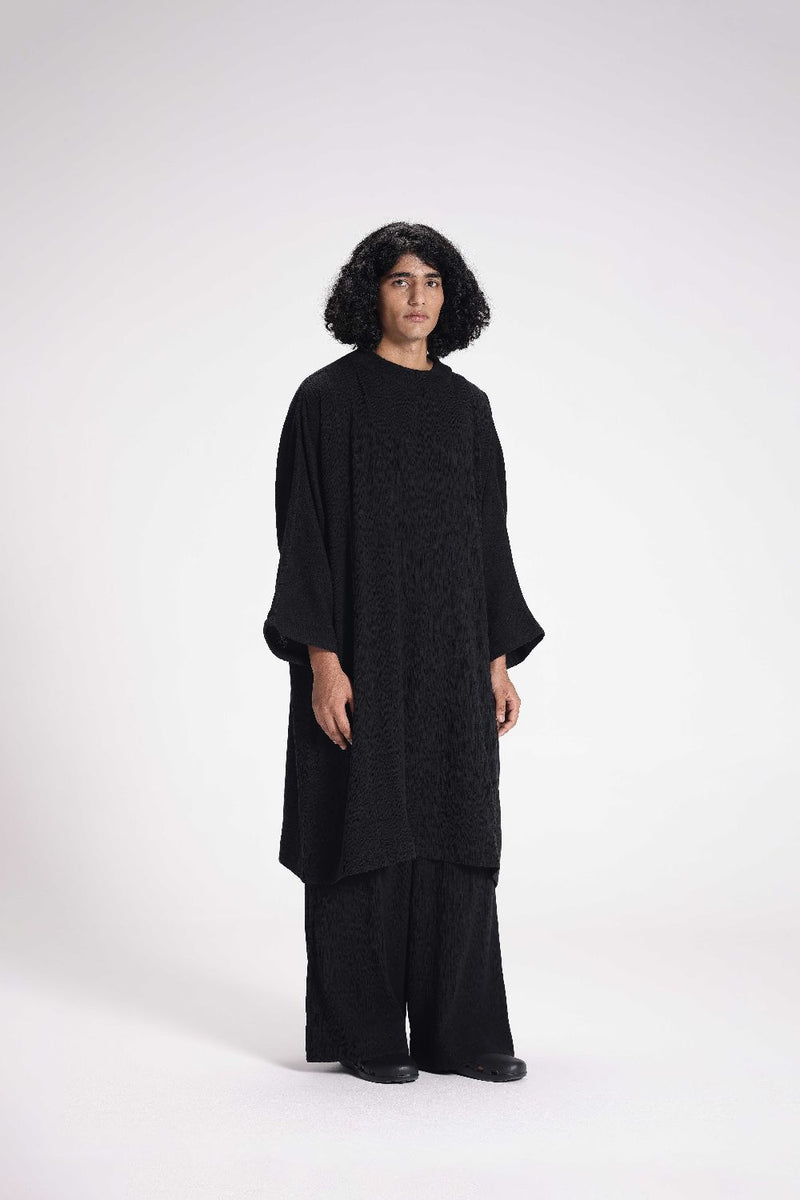 Textured High Neck Tunic cotton by Turn Black in black color for women Worldwide