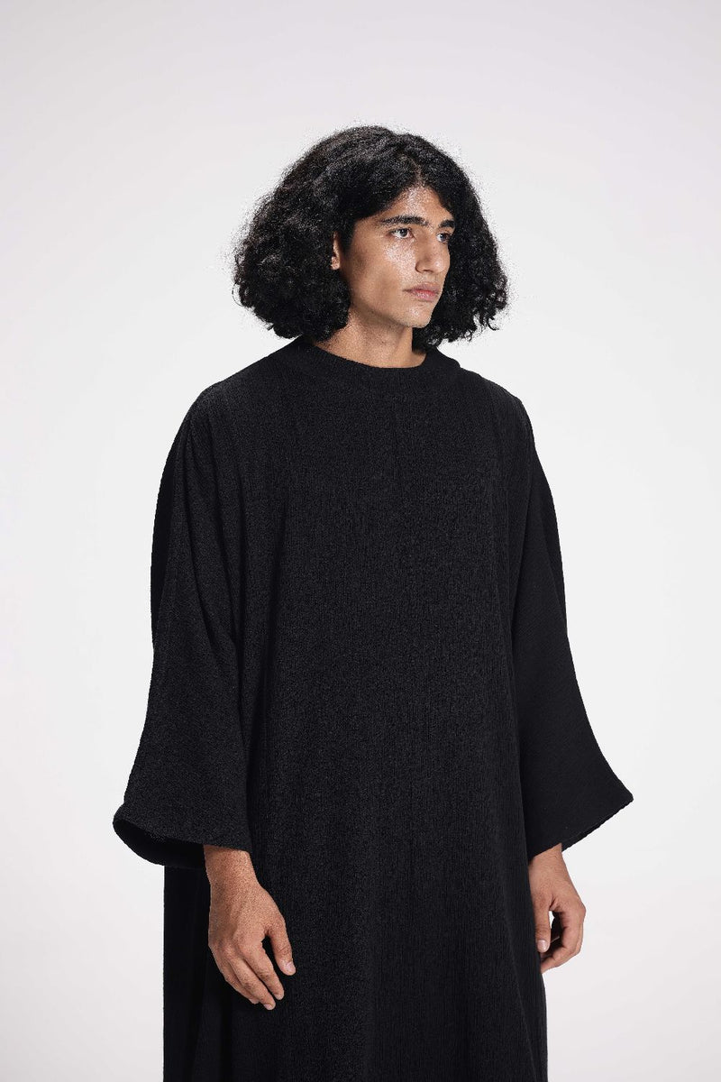 Textured High Neck Tunic cotton by Turn Black in black color for women Worldwide
