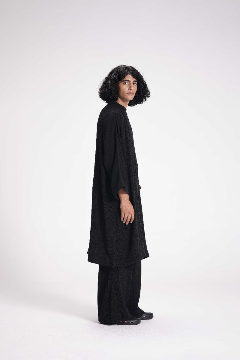 Textured High Neck Tunic cotton by Turn Black in black color for women Worldwide