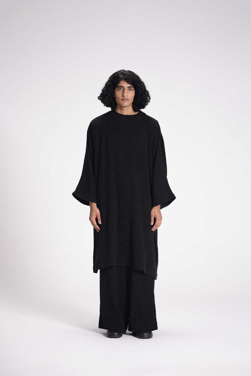 Textured High Neck Tunic cotton by Turn Black in black color for women Worldwide