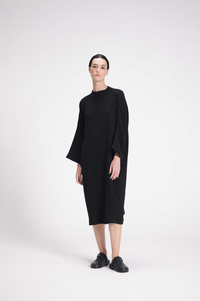 Textured High Neck Tunic cotton by Turn Black in black color for women Worldwide