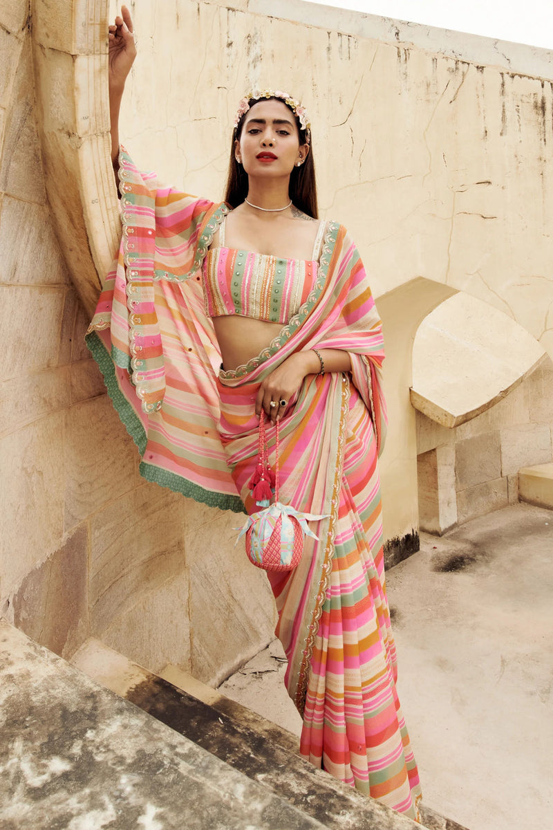 Nicola Saree Set georgettte by Paulmi & Harsh-kahan Sep'26 in multi-color for women Worldwide