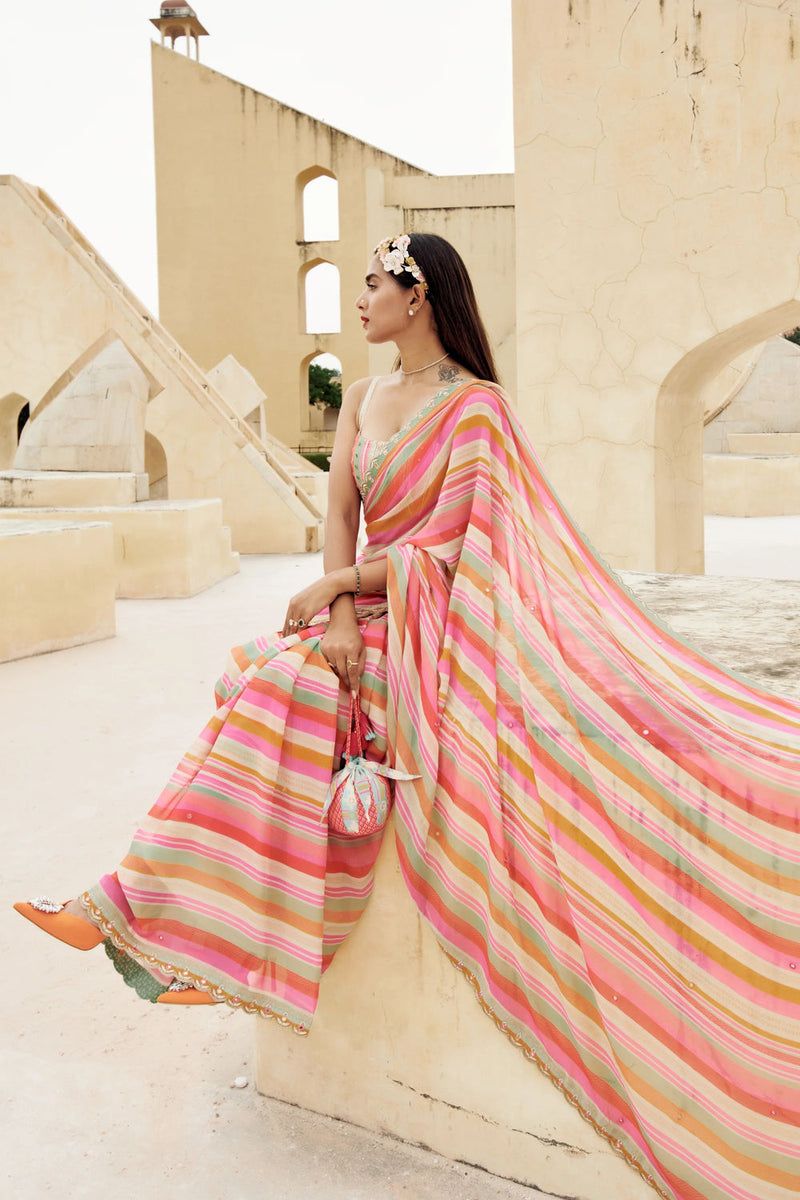 Nicola Saree Set georgettte by Paulmi & Harsh-kahan Sep'26 in multi-color for women Worldwide