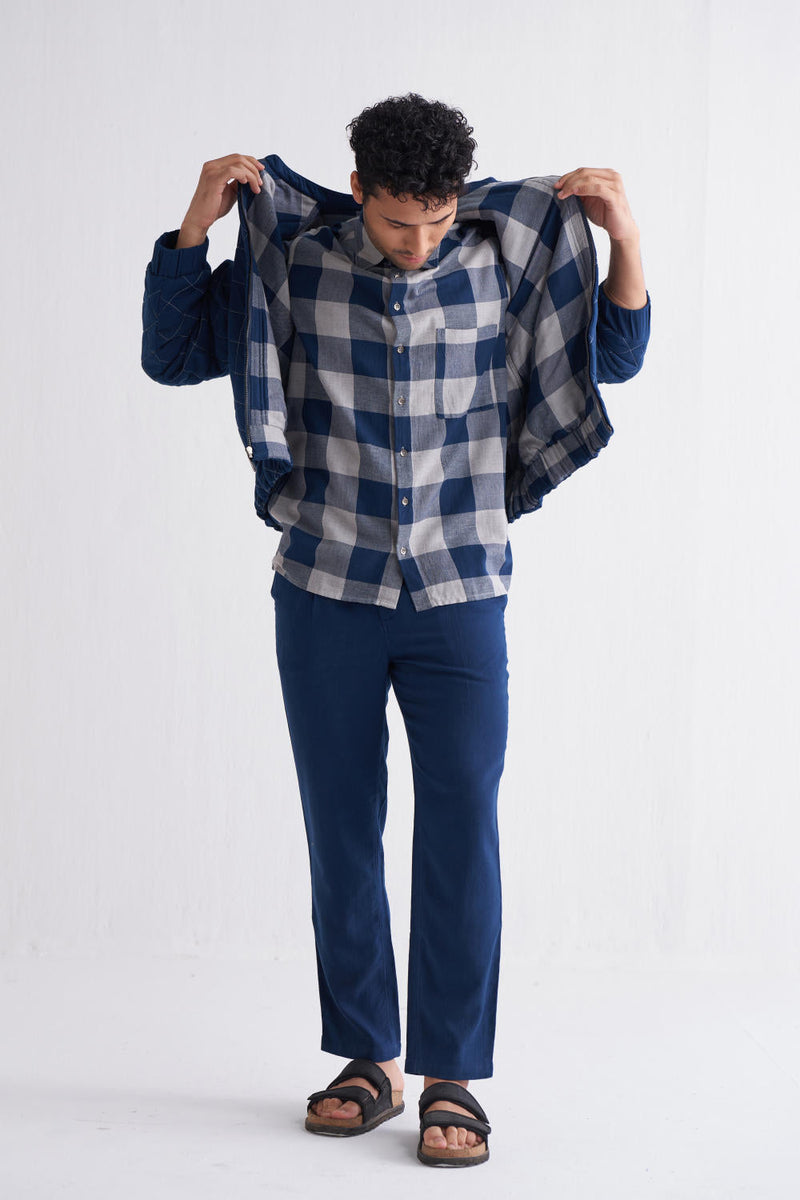 Camp Collar Shirt Co-ord - Navy Check