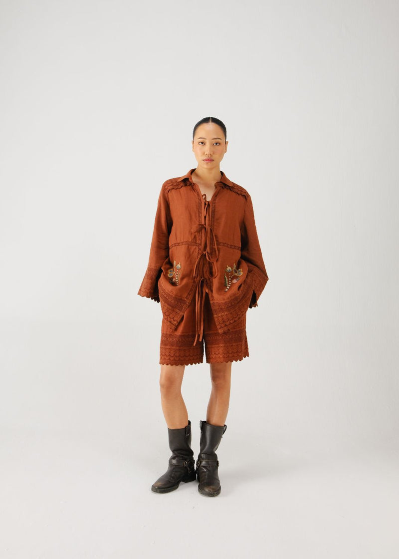 Tie up set-Rust bloom emb. by CORD for women Worldwide
