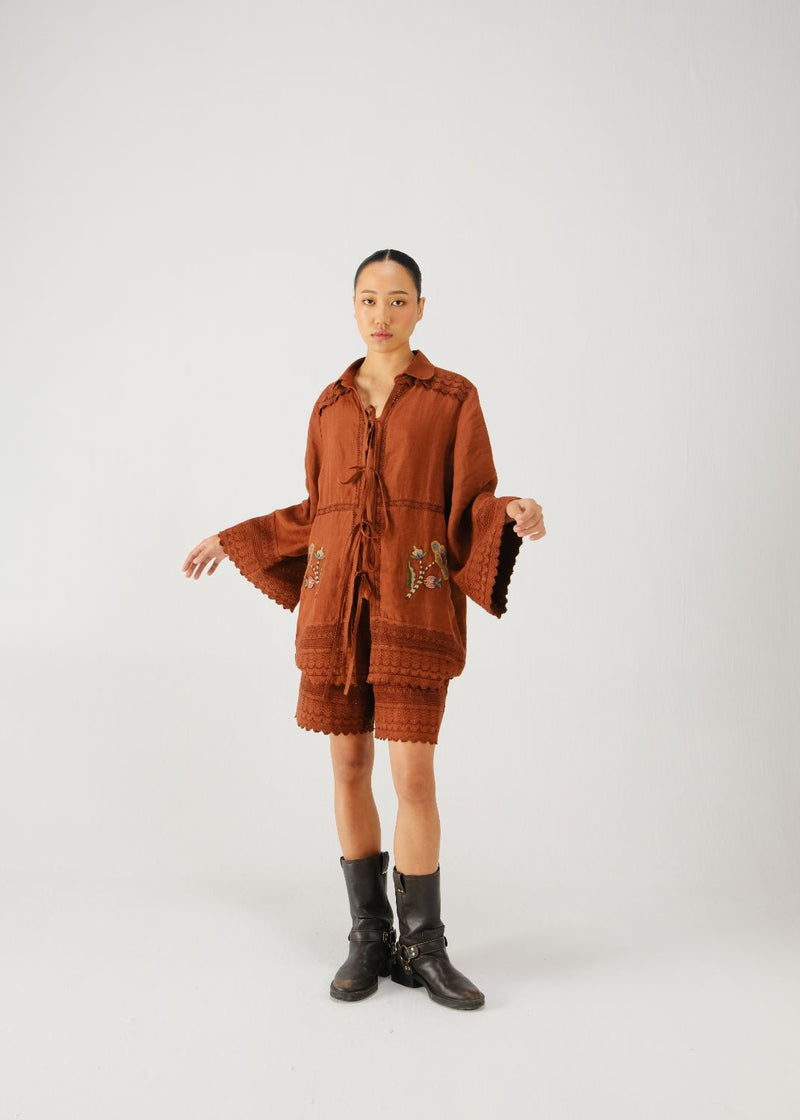 Tie up set-Rust bloom emb. by CORD for women Worldwide
