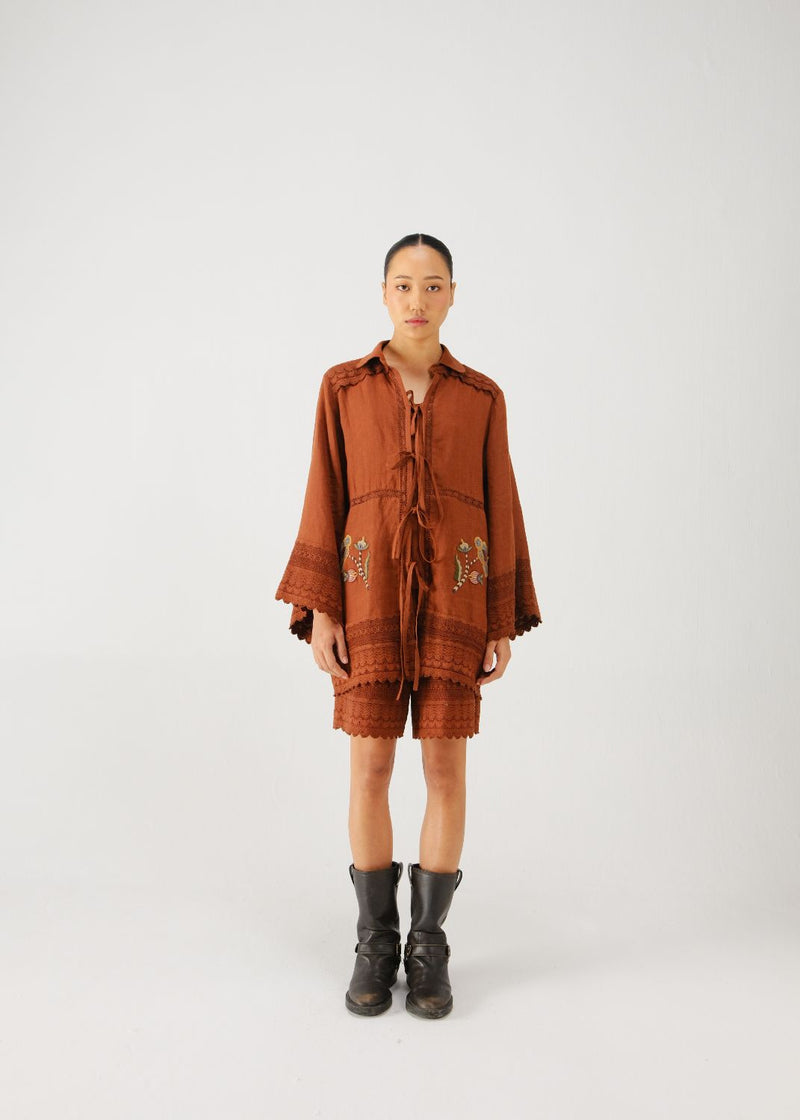 Tie up set-Rust bloom emb. by CORD for women Worldwide