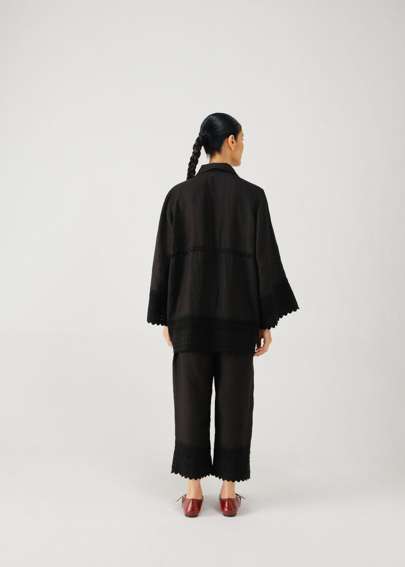 Tie up set-Black bead emb. by CORD for women Worldwide