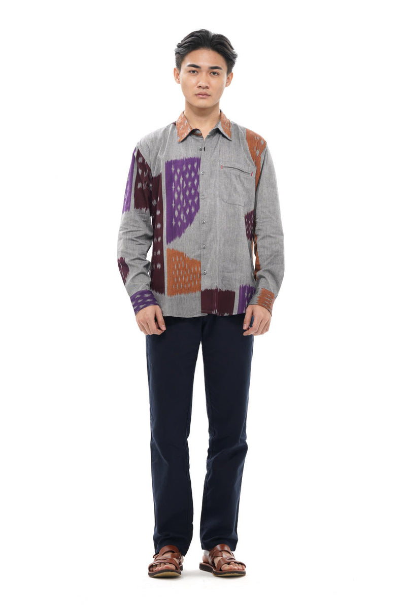 TOBU MENS FULL SHIRT 100% cotton by Translate Men in grey color for men Worldwide