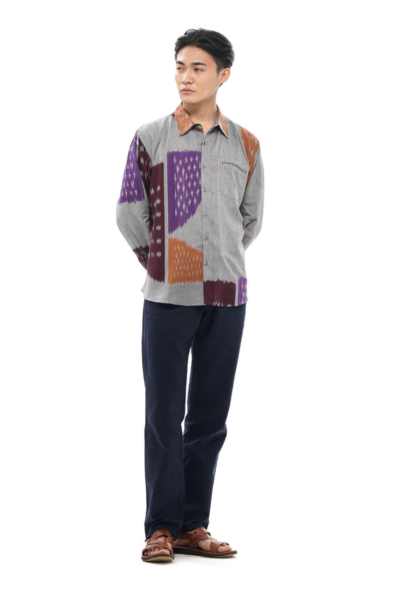 TOBU MENS FULL SHIRT 100% cotton by Translate Men in grey color for men Worldwide