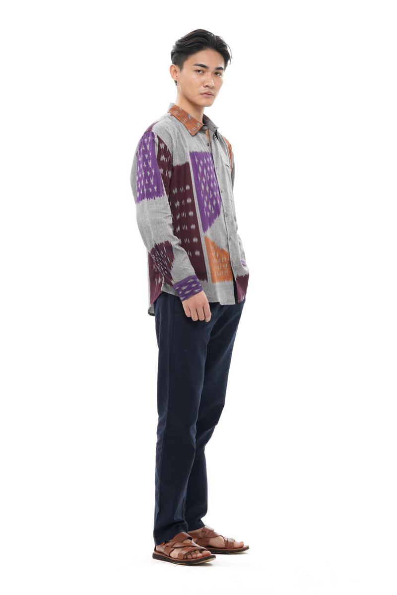 TOBU MENS FULL SHIRT 100% cotton by Translate Men in grey color for men Worldwide