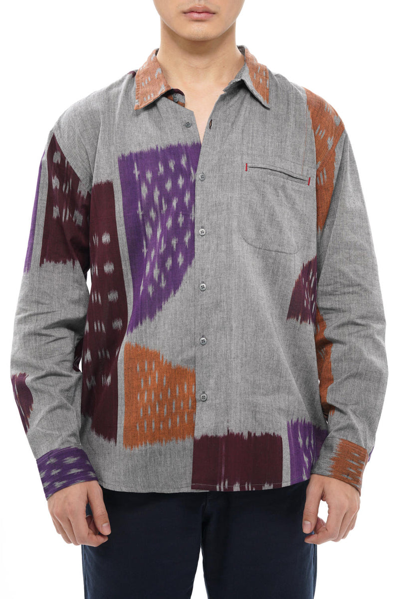 TOBU MENS FULL SHIRT 100% cotton by Translate Men in grey color for men Worldwide