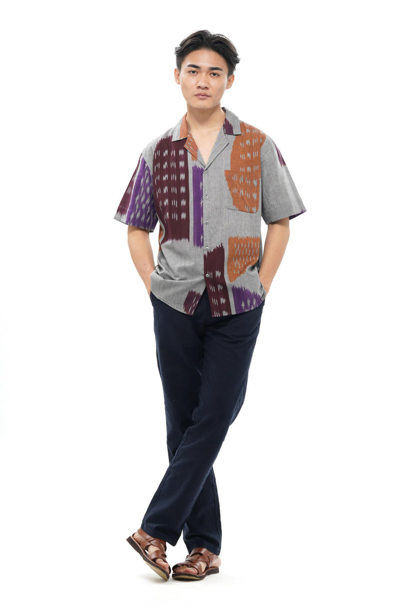 TOBU MENS RESORT SHIRT 100% cotton by Translate Men in grey color for men Worldwide