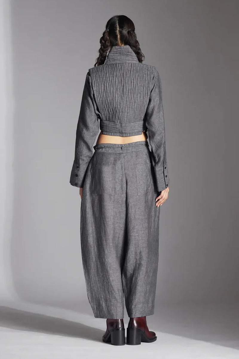 Eren Trousers in linen-Grey by Chola in grey color for women Worldwide