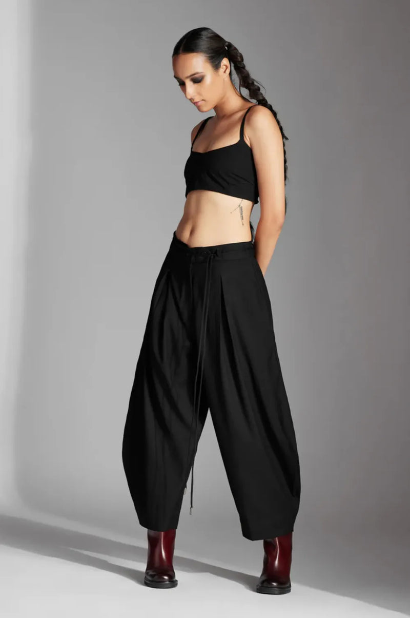 Eren Trousers in Terrycotton-Black cotton by Chola in black color for women Worldwide