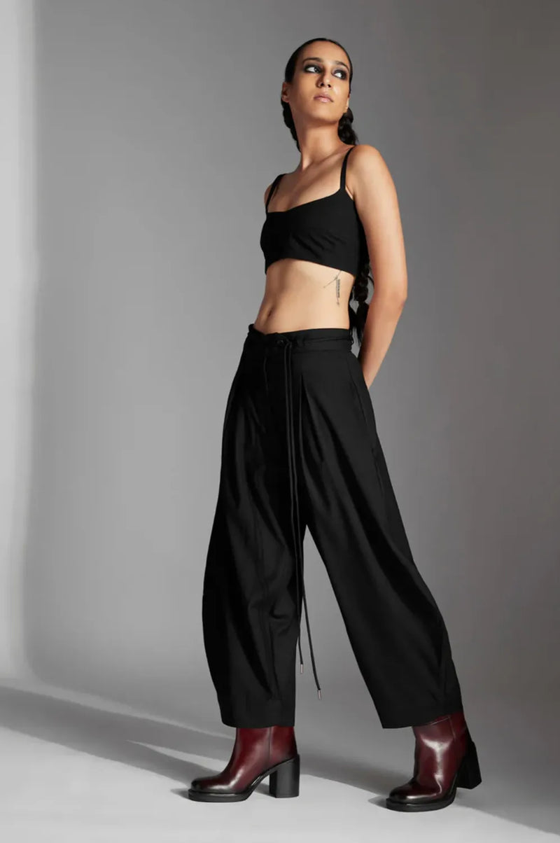 Eren Trousers in Terrycotton-Black cotton by Chola in black color for women Worldwide