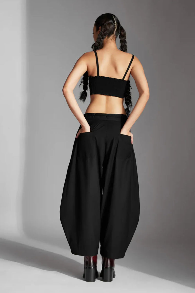 Eren Trousers in Terrycotton-Black cotton by Chola in black color for women Worldwide