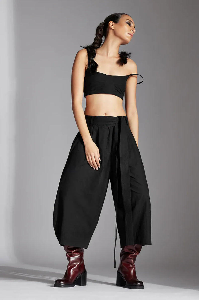 Fira Trousers-Black cotton by Chola in black color for women Worldwide